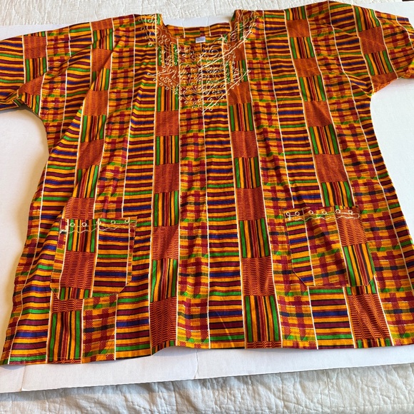 Multicolor Kente Dashiki Shirt/Dress - Picture 1 of 7